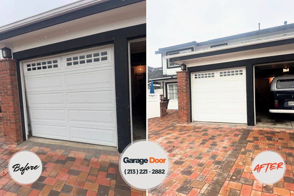 Before and after: garage door repair Orland Hills, IL